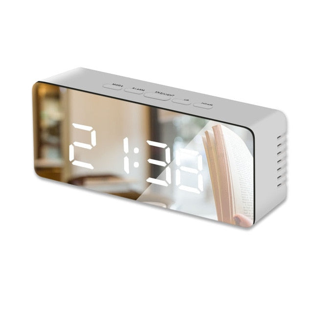 LED Mirror Night Clock with Temperature Display