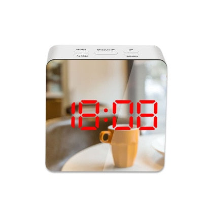 LED Mirror Night Clock with Temperature Display