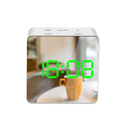 LED Mirror Night Clock with Temperature Display