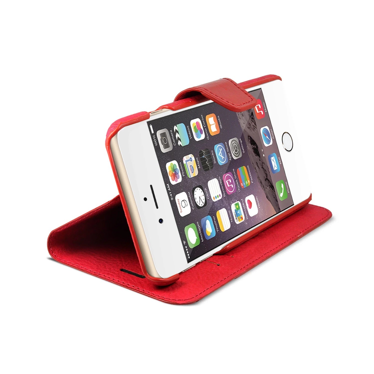 iPhone 6 / iPhone 6S Leather Wallet Case [RED] - Exinoz