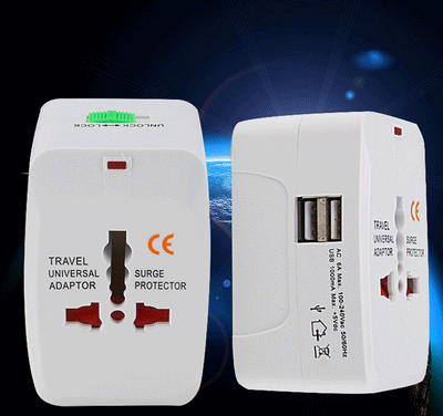 Universal Travel Adapter Wall Charger AU UK US EU AC Power Plug Converter 2 USB - Exinoz