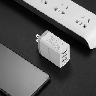 Fast Charger USB 3.0 3-Port Hub 5V 4.8A Phone Wall Adapter US Plug - Exinoz