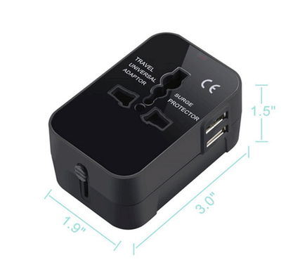 Universal Travel Adapter Wall Charger AU UK US EU AC Power Plug Converter 2 USB - Exinoz