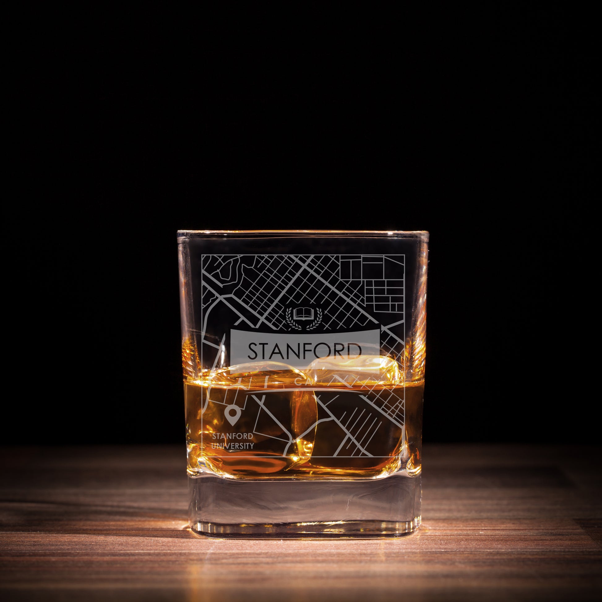 STANFORD CA ETCHED CITY MAP GLASSES (Set of Two) - Exinoz