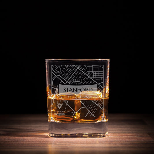 STANFORD CA ETCHED CITY MAP GLASSES (Set of Two) - Exinoz