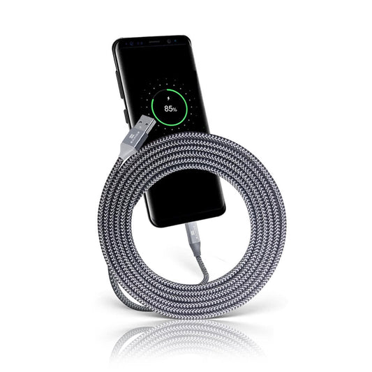 Exinoz USB tipo C cavo di ricarica veloce USB C a USB A | nylon intrecciato caricabatterie USBper Samsung Galaxy S8 S9 note 8 note 9 Nintendo Switch, MacBook, Google pixel 2m Grey (1 confezioni) - Exinoz